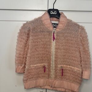 D&G womens Peachy pink Ruffle Puffer Jacket